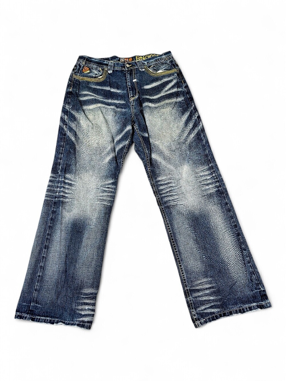 Akademiks Men's Straight Jeans Waist 36 Distressed Blue